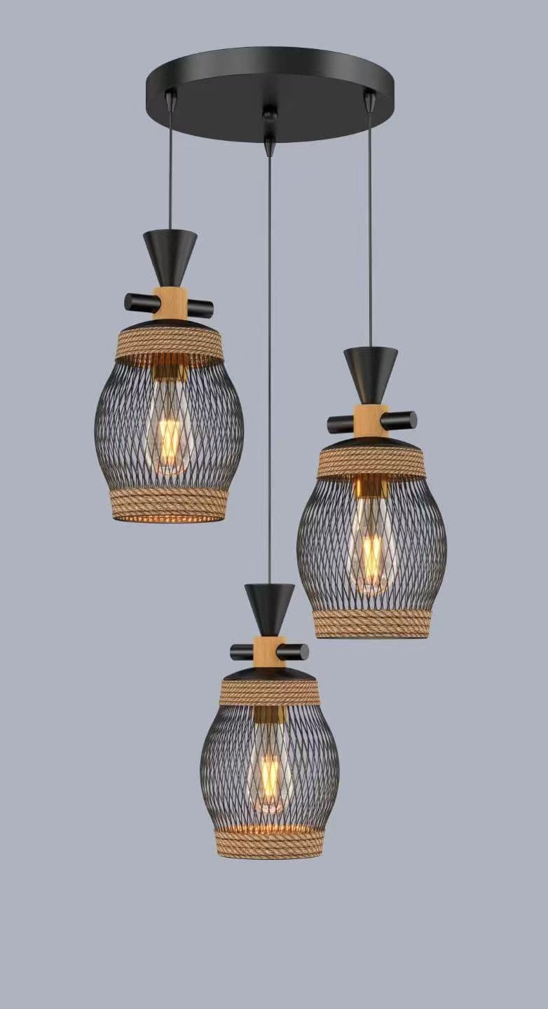Hearthside 3-Light Wire Cage Pendant Cluster