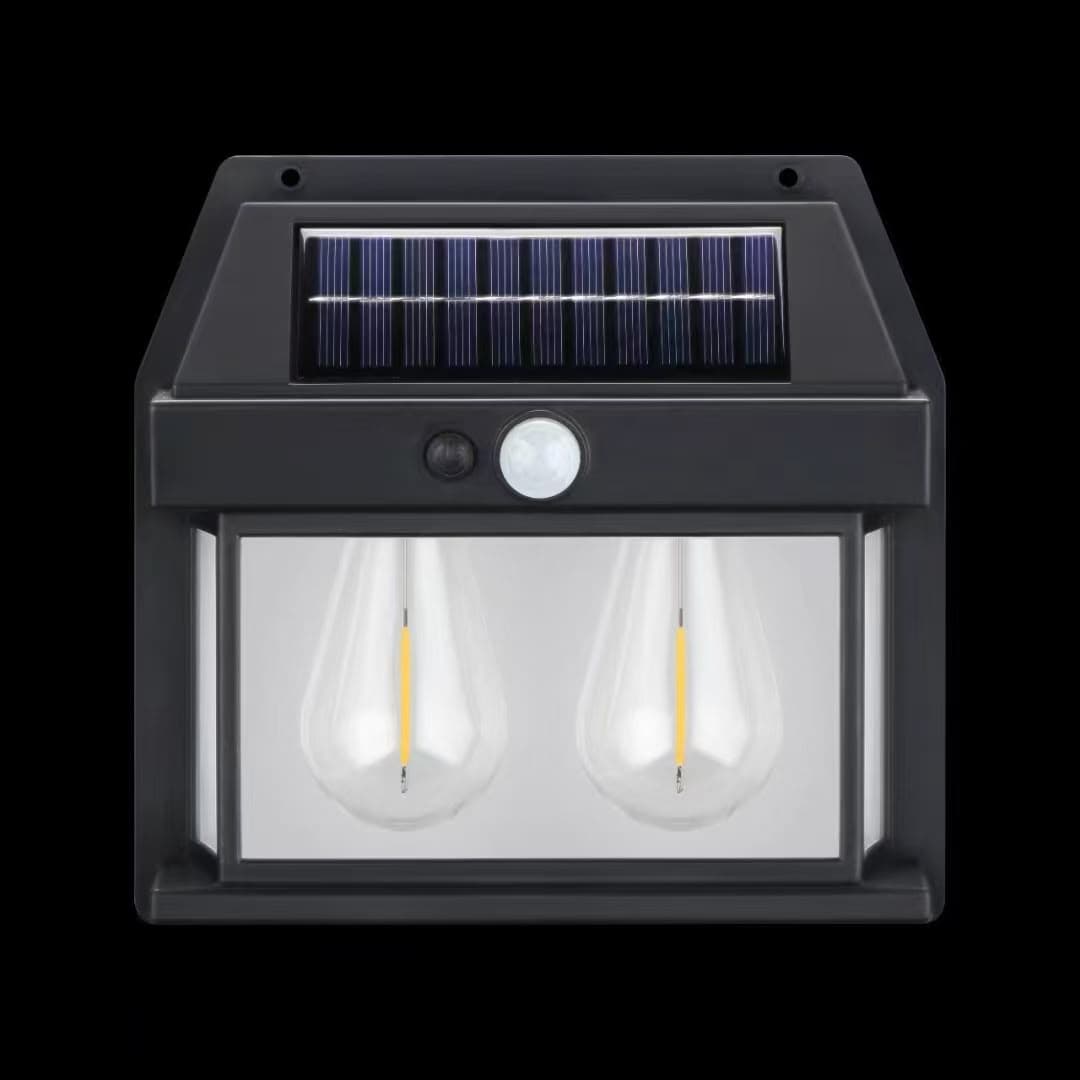 Sentry Solar Motion-Sensor Outdoor Wall Lantern (Dual Bulb)