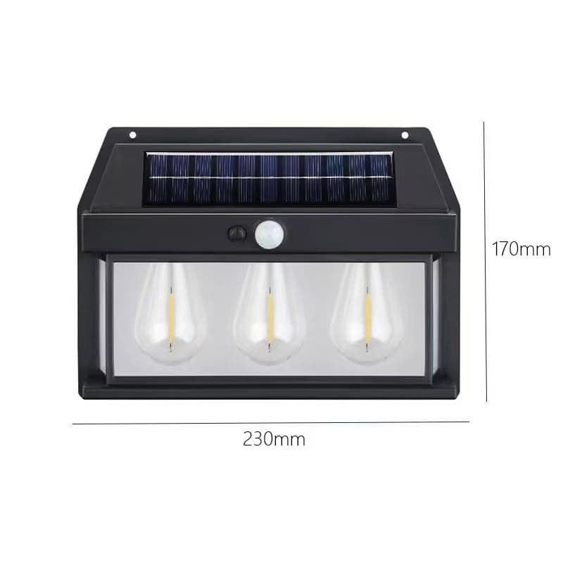 Sentry Solar Motion-Sensor Outdoor Wall Lantern (Triple Bulb)