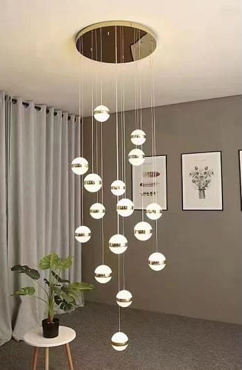 Cascade Gold Spiral Ball Chandelier
