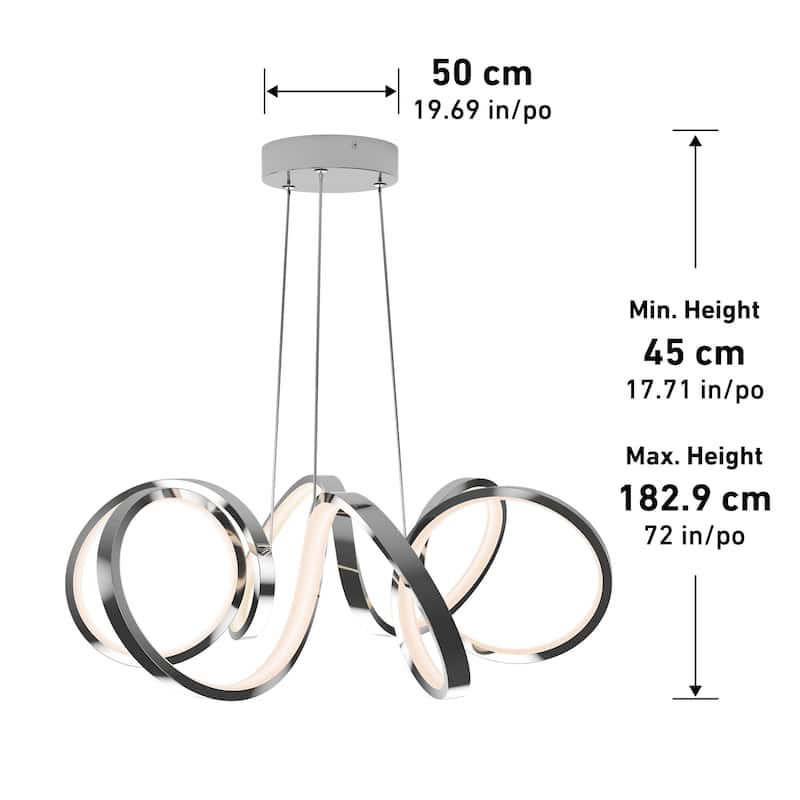 Vortex Chrome Ribbon LED Chandelier