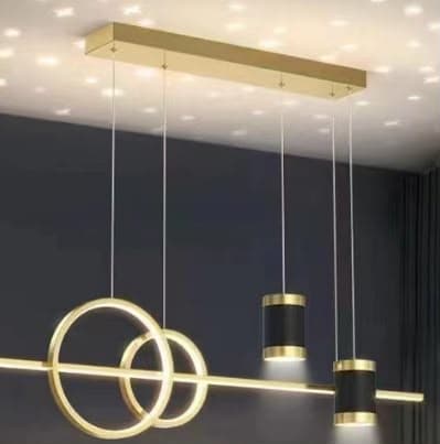 Aurella Gold Ring & Cylinder Pendant Chandelier