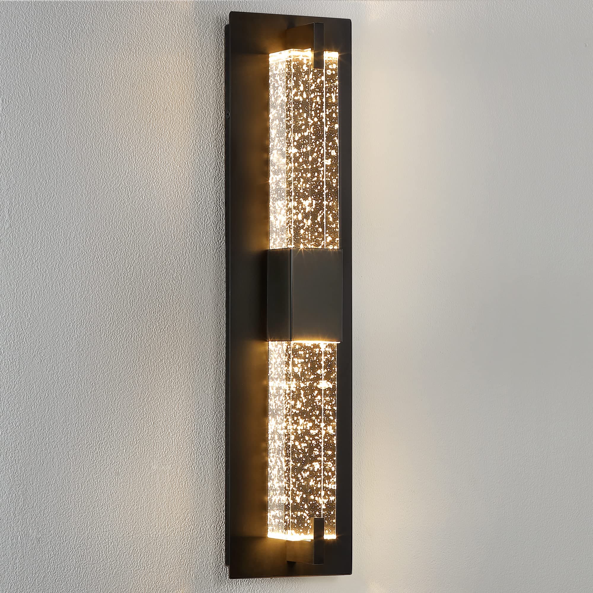 Cylinder Crystal Up-Down Wall Sconce (Black & Gold)