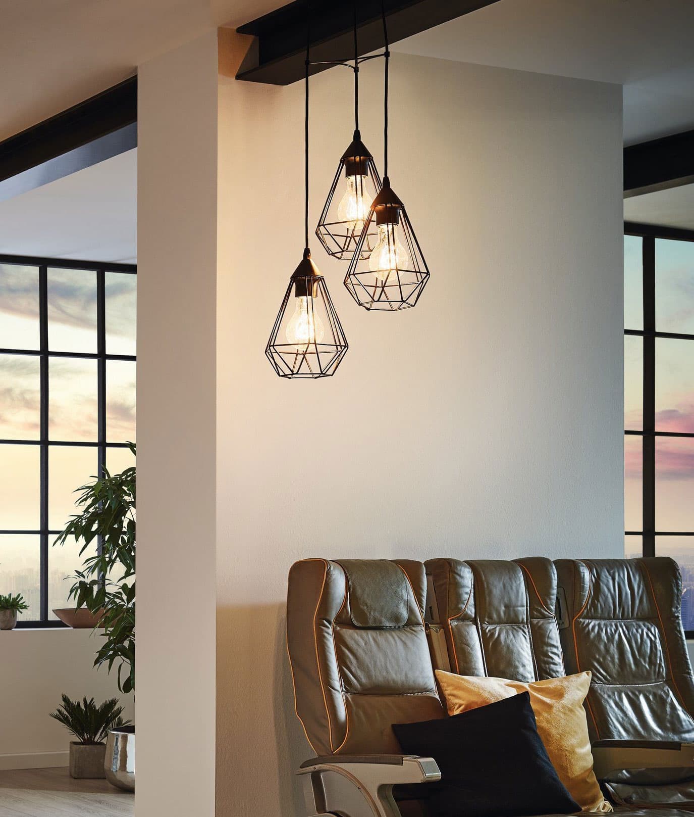 Origami Geometric Cage 3-Light Cluster Pendant