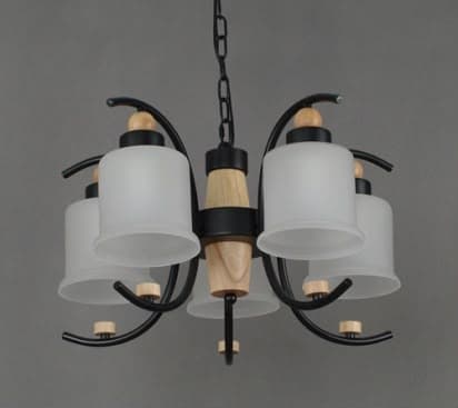 Winston-Style 5-Light Farmhouse Chandelier with Frosted Glass Shades